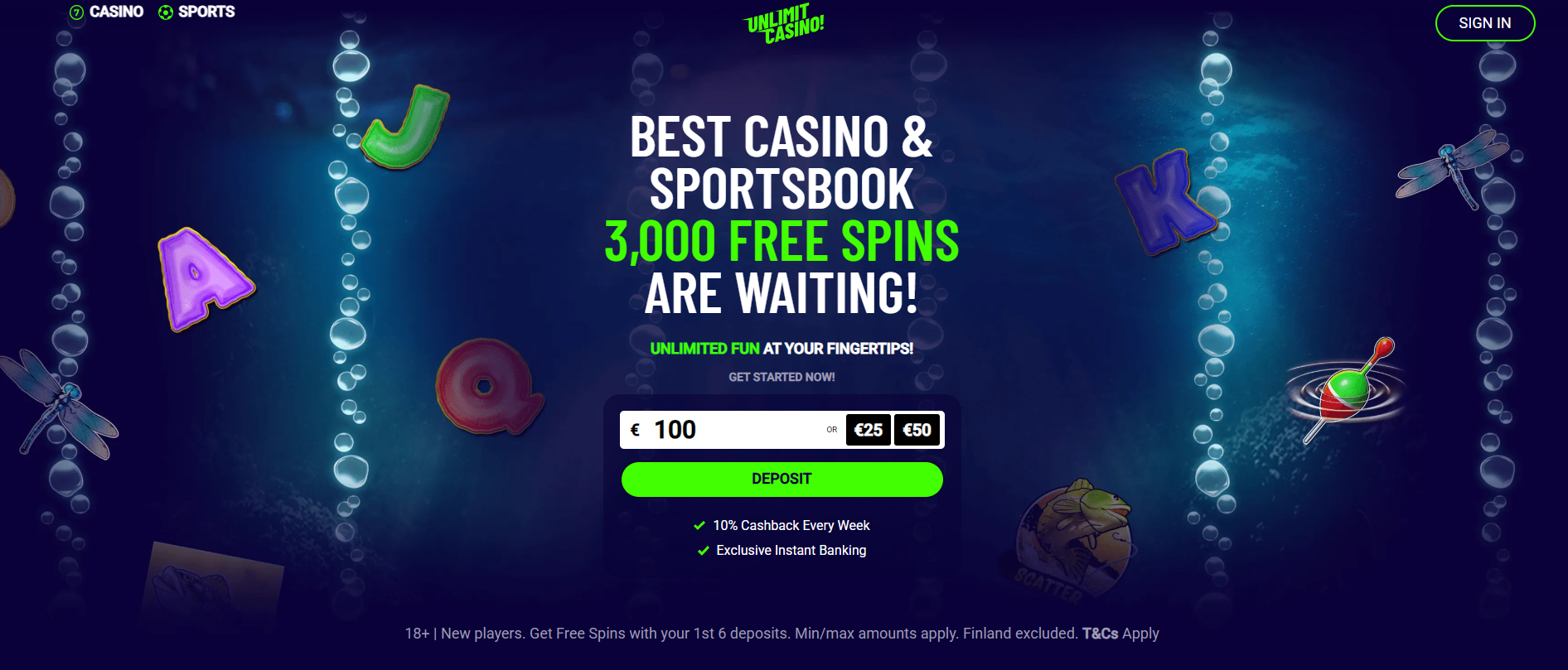 Unlimit Casino Startsida