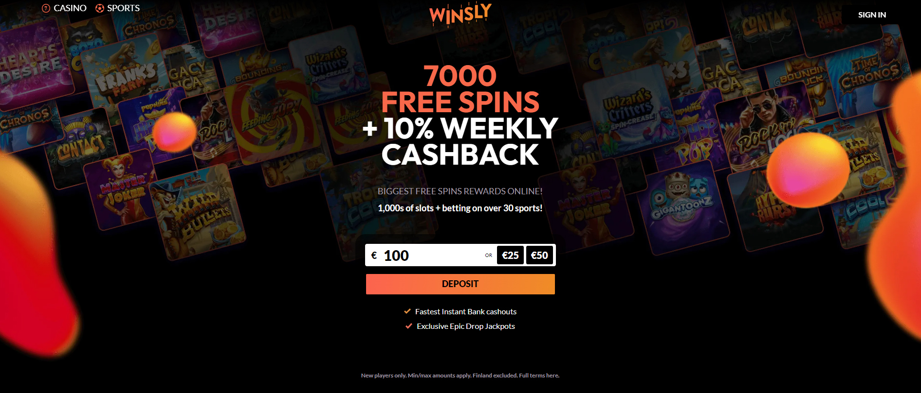 Winsly Casino Screen